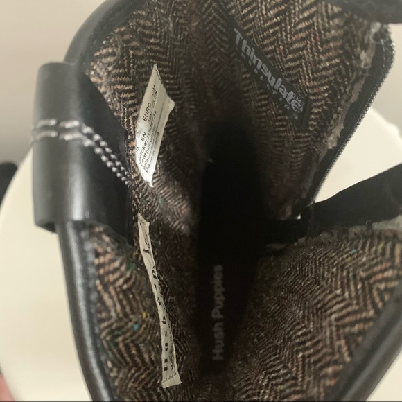 Hush Puppies Rustique West - Black Leather Mid Calf Boots with Heel - Size 8M - Picture 14 of 15